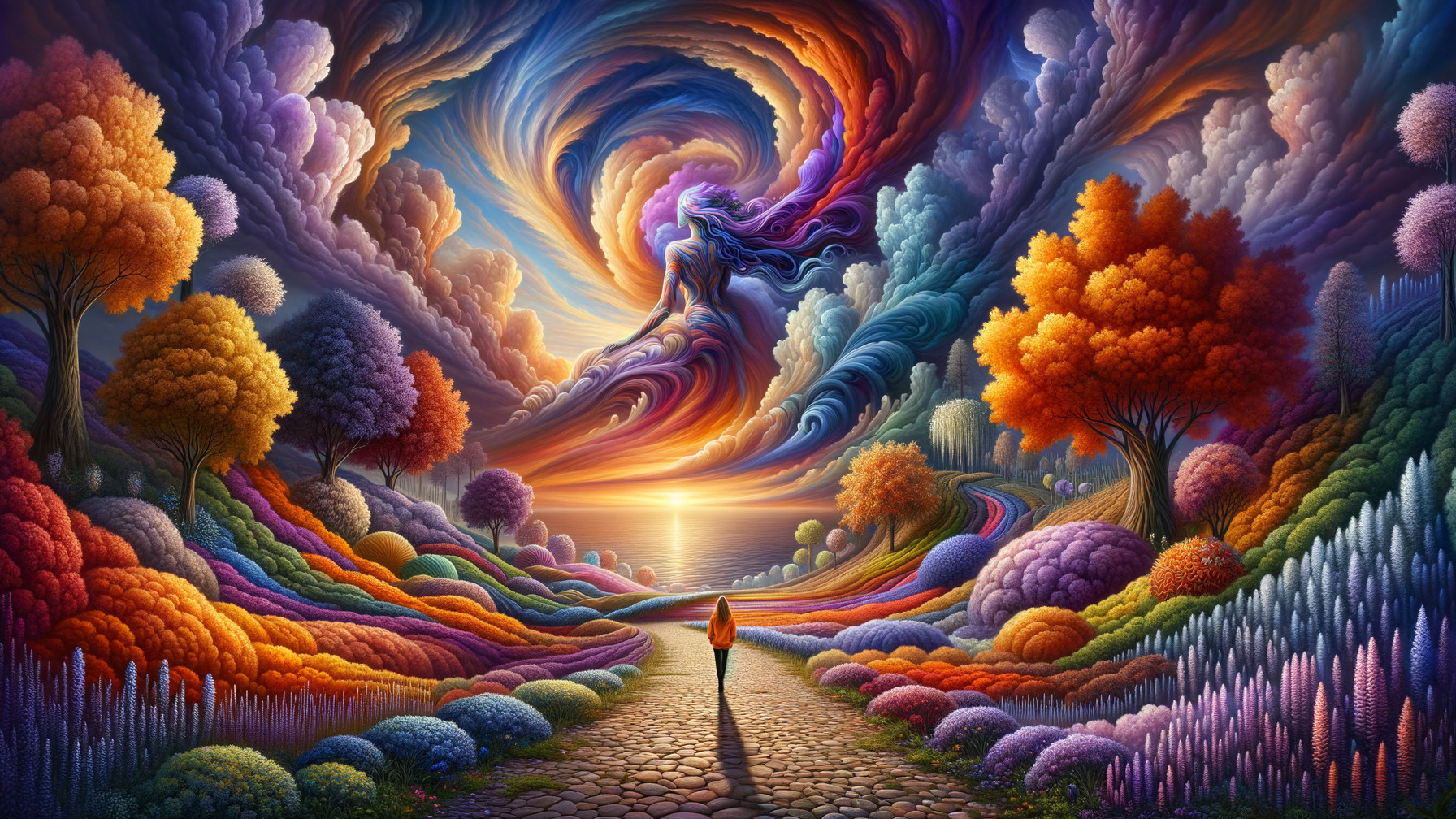 Vibrant Autumn Landscape with Dreamlike Sky