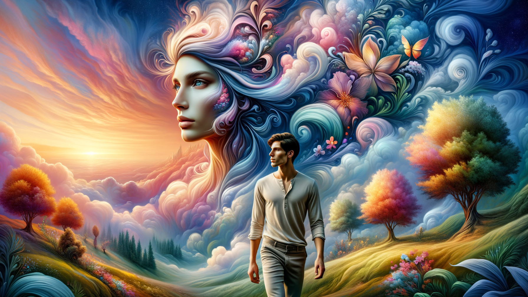 Surreal Landscape with Vibrant Colors and Serenity