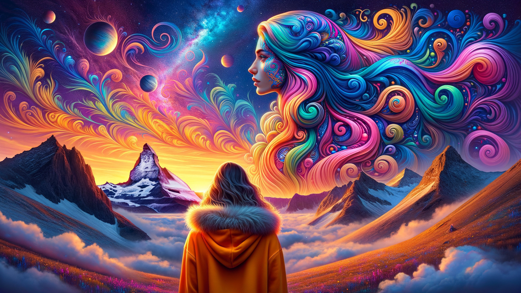 Vibrant Scene of Nature and Surreal Imagery