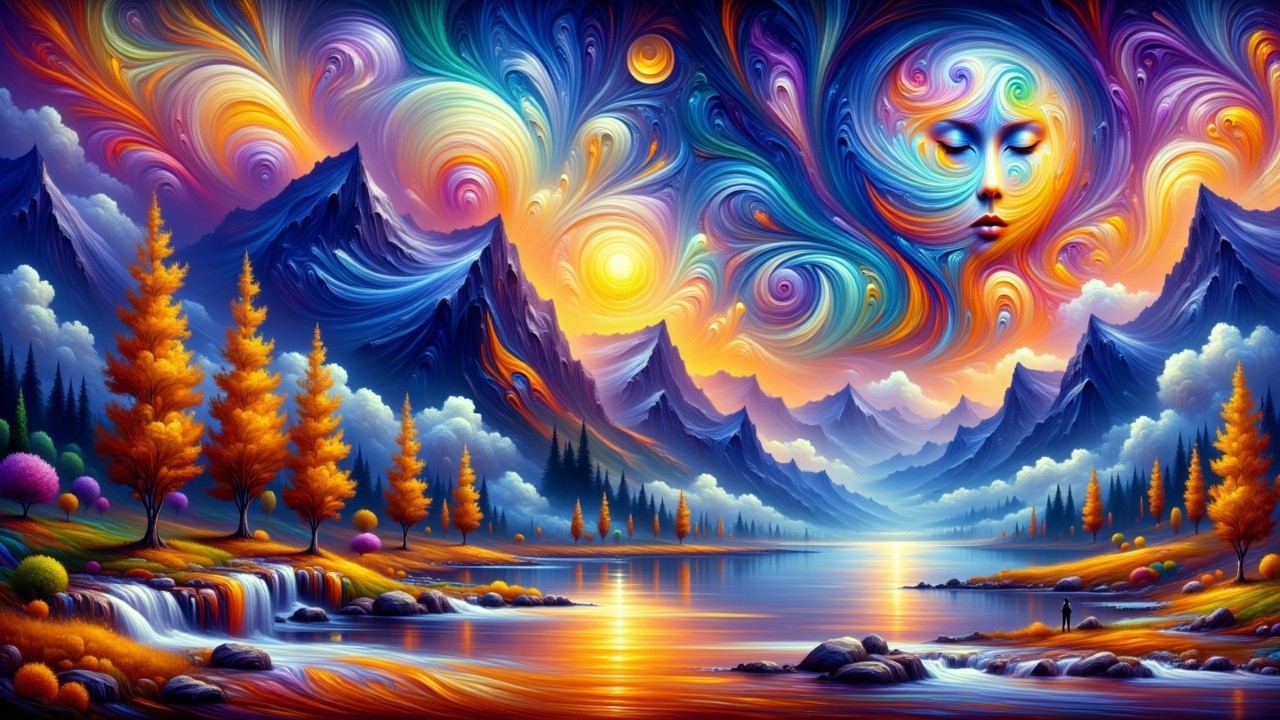 Vibrant Landscape with Majestic Mountains and Lake