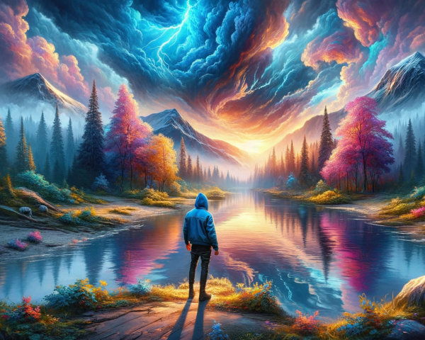 Serene Landscape with Sunset and Tranquil Lake