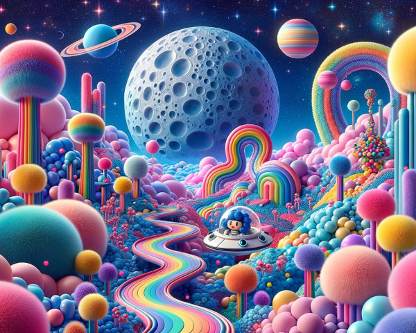 Vibrant Fantastical Landscape with Colorful Elements