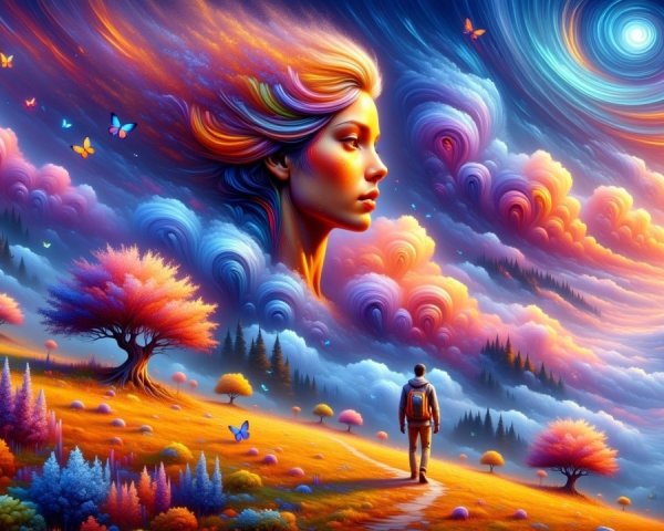 Winding Path Through a Colorful Dreamlike Landscape