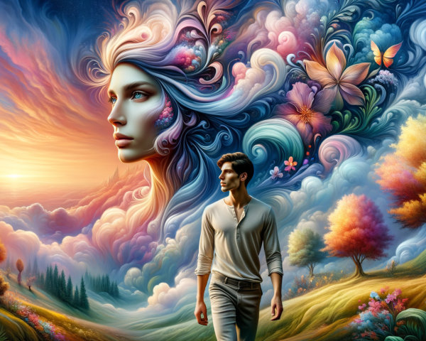 Surreal Landscape with Vibrant Colors and Serenity