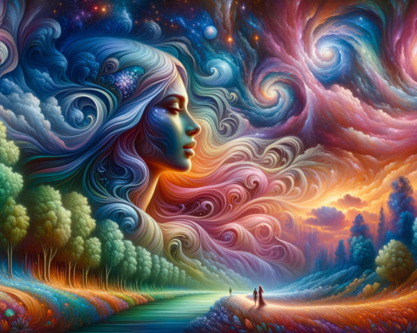 Ethereal Dreamscape with Cosmic Patterns and Nature