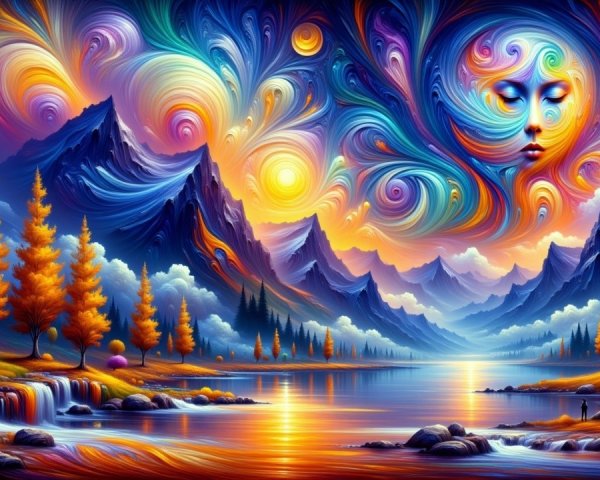 Vibrant Landscape with Majestic Mountains and Lake