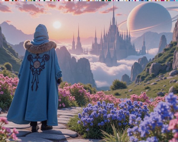 Enchanted Landscape with Cloaked Figure and Castle