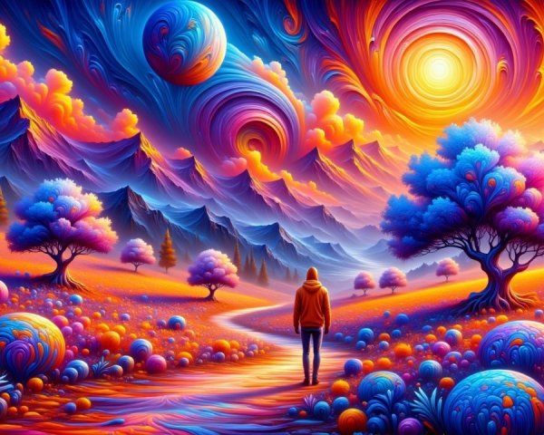 Vibrant Landscape with Colorful Hills and Sky