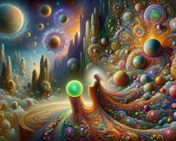 Vibrant Cosmic Scene with Galaxies and Celestial Bodies
