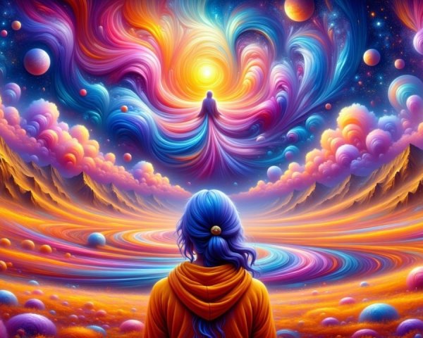 Cosmic Scene with Vibrant Colors and Celestial Bodies