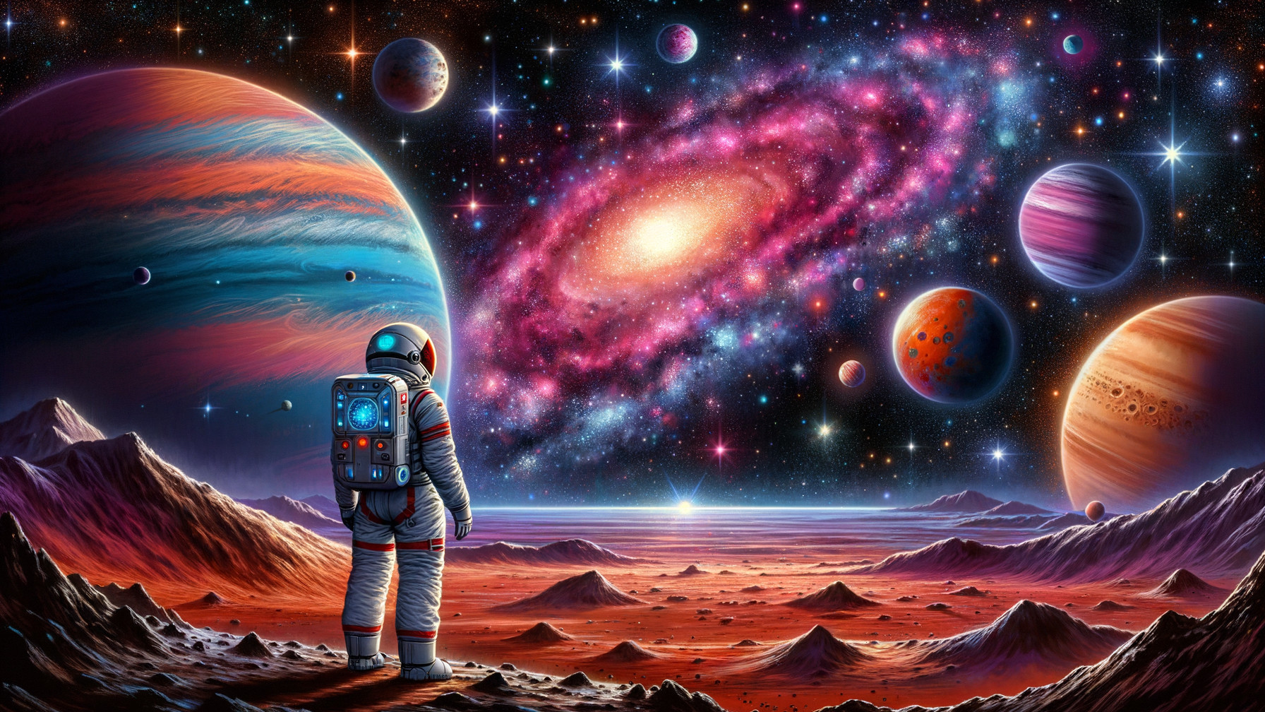 Digital Painting of an Astronaut on Mars Surface