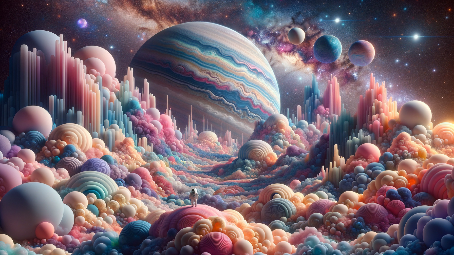 Surreal Cosmic Landscape with Crystalline Structures