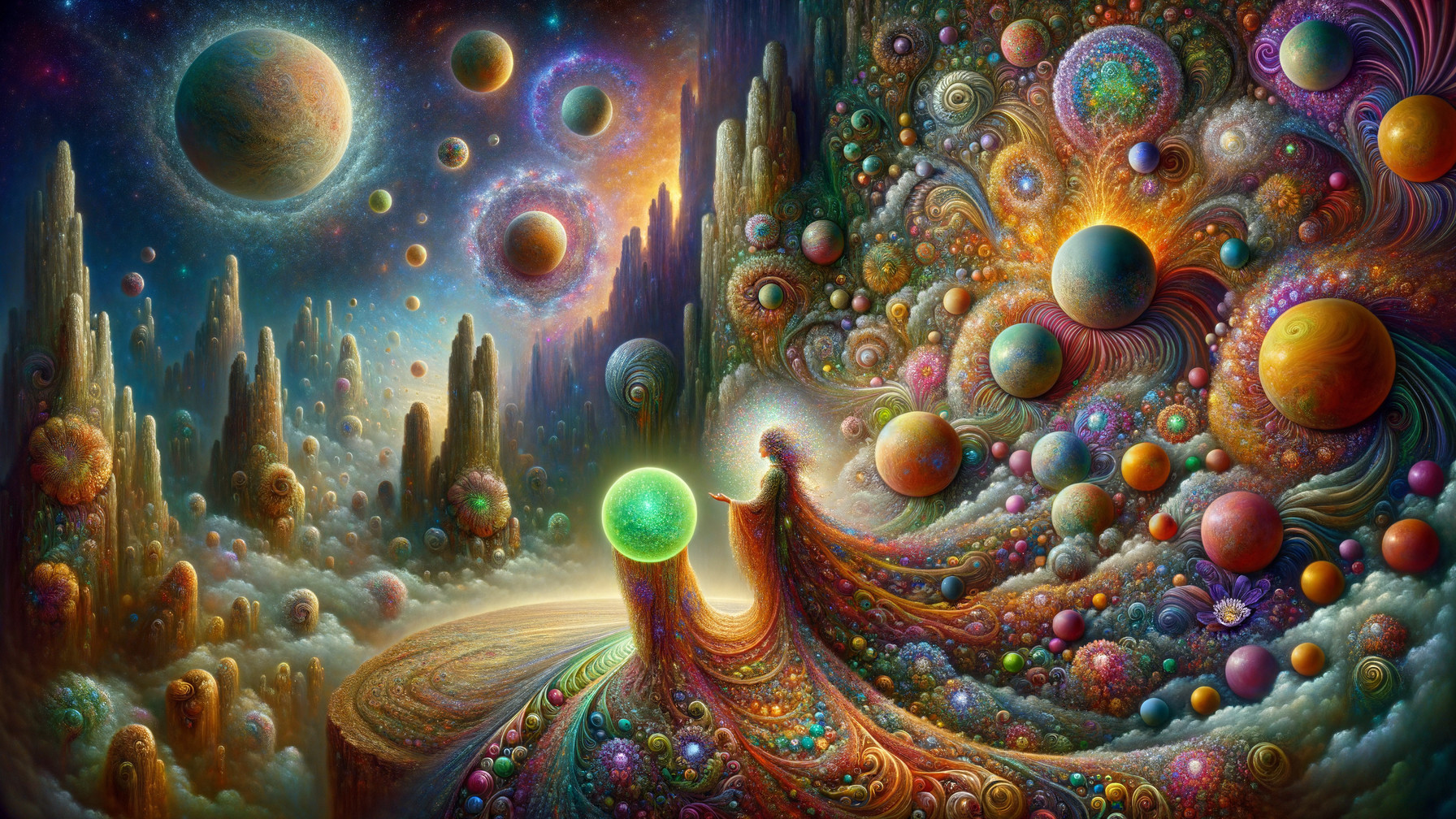 Vibrant Cosmic Scene with Galaxies and Celestial Bodies