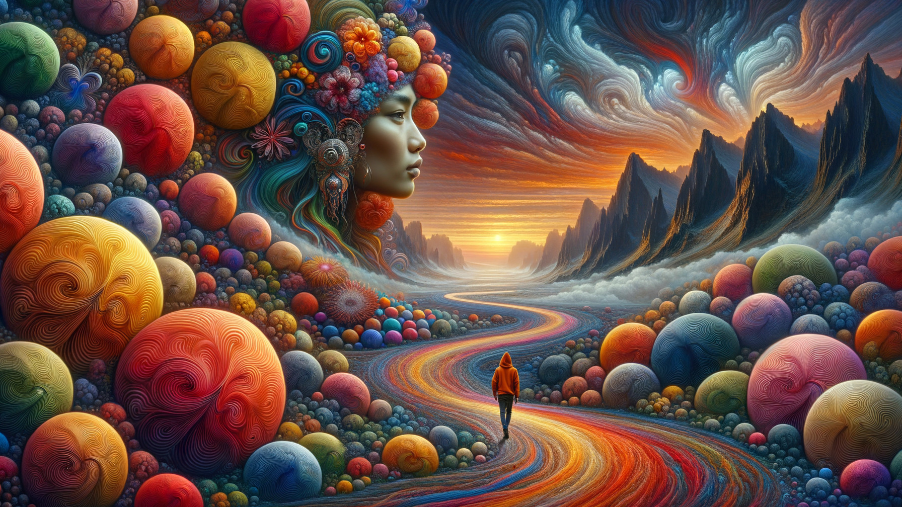 Surreal Landscape with Vibrant Colors and Patterns