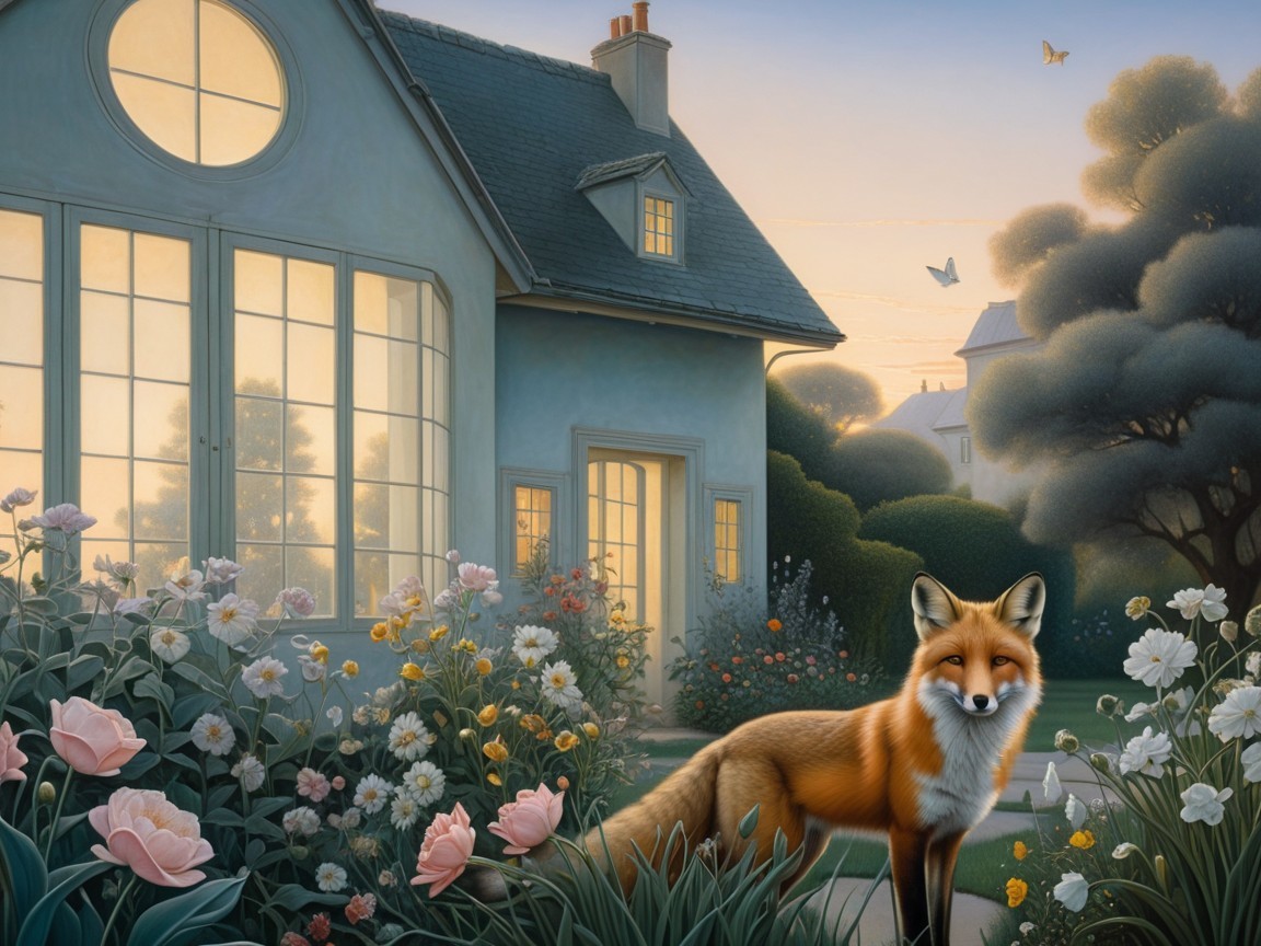 Charming House Surrounded by Flowers and Wildlife