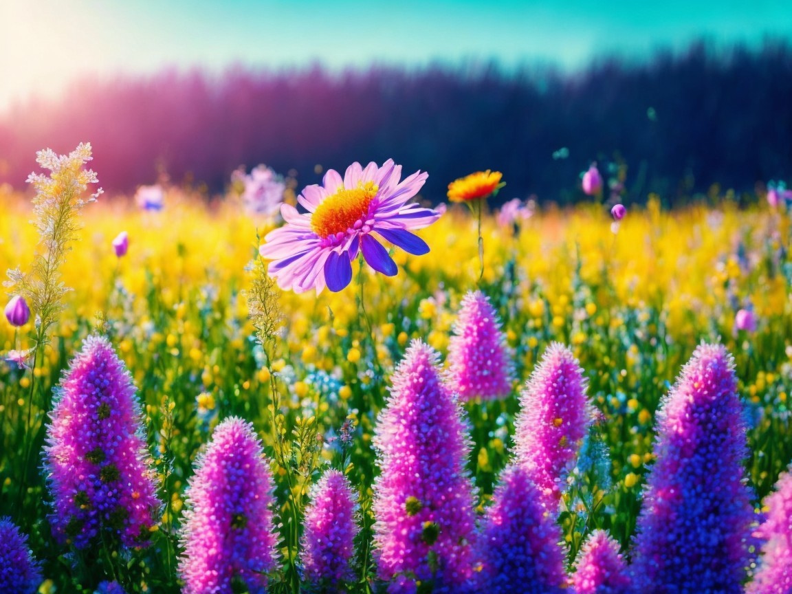 Vibrant Wildflower Field with Colorful Blossoms