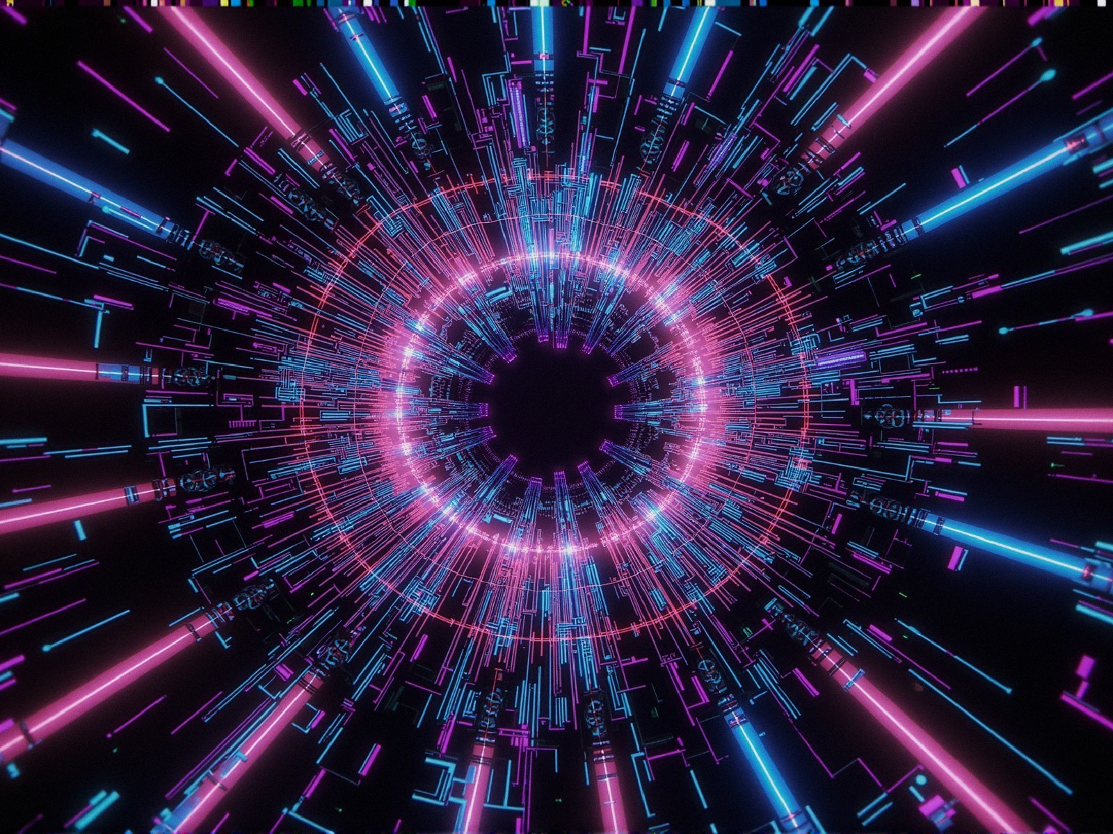 Vibrant Digital Vortex with Pink and Blue Lines