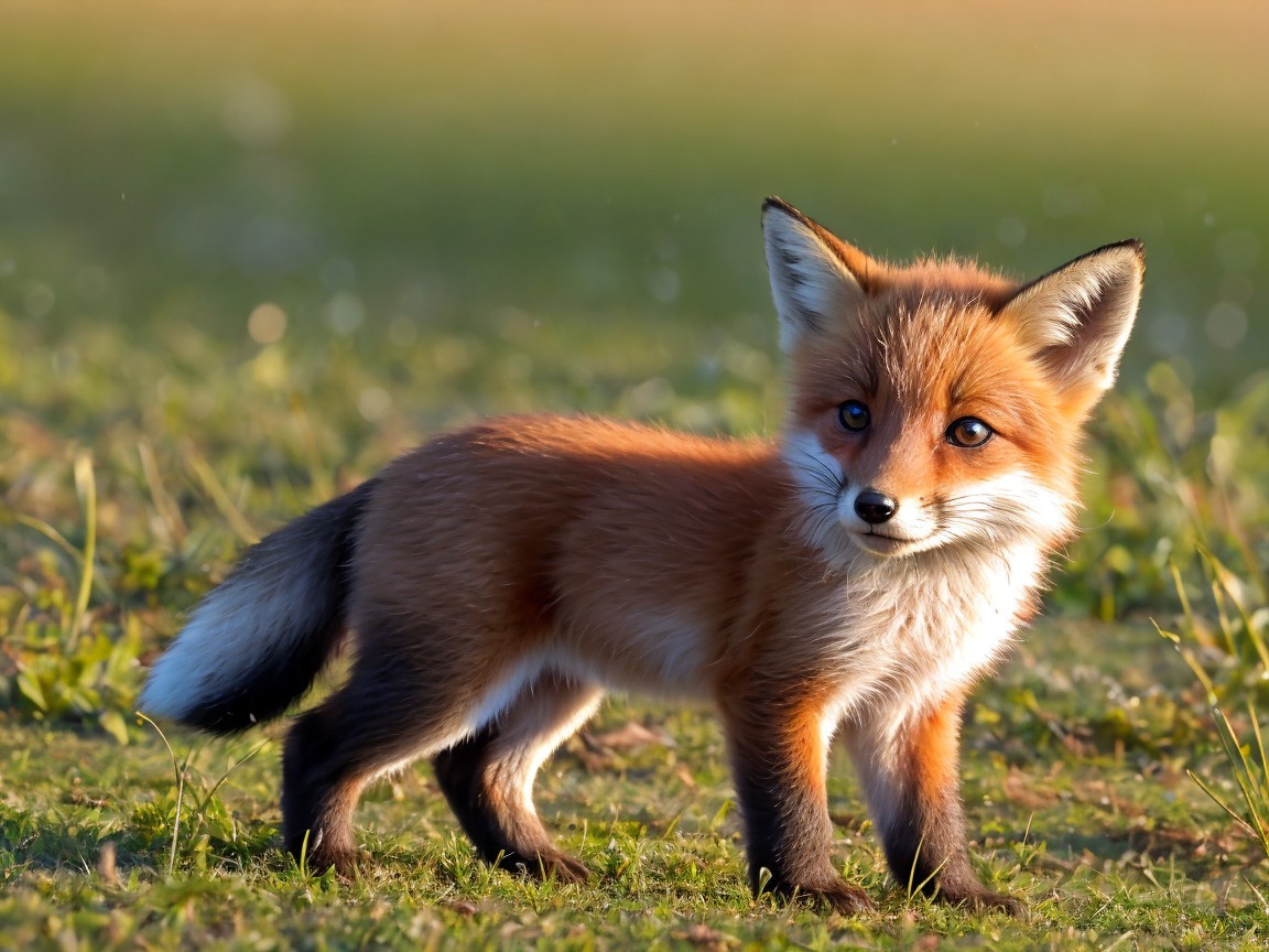 Vibrant Red Fox in Grassy Field Under Sunlight