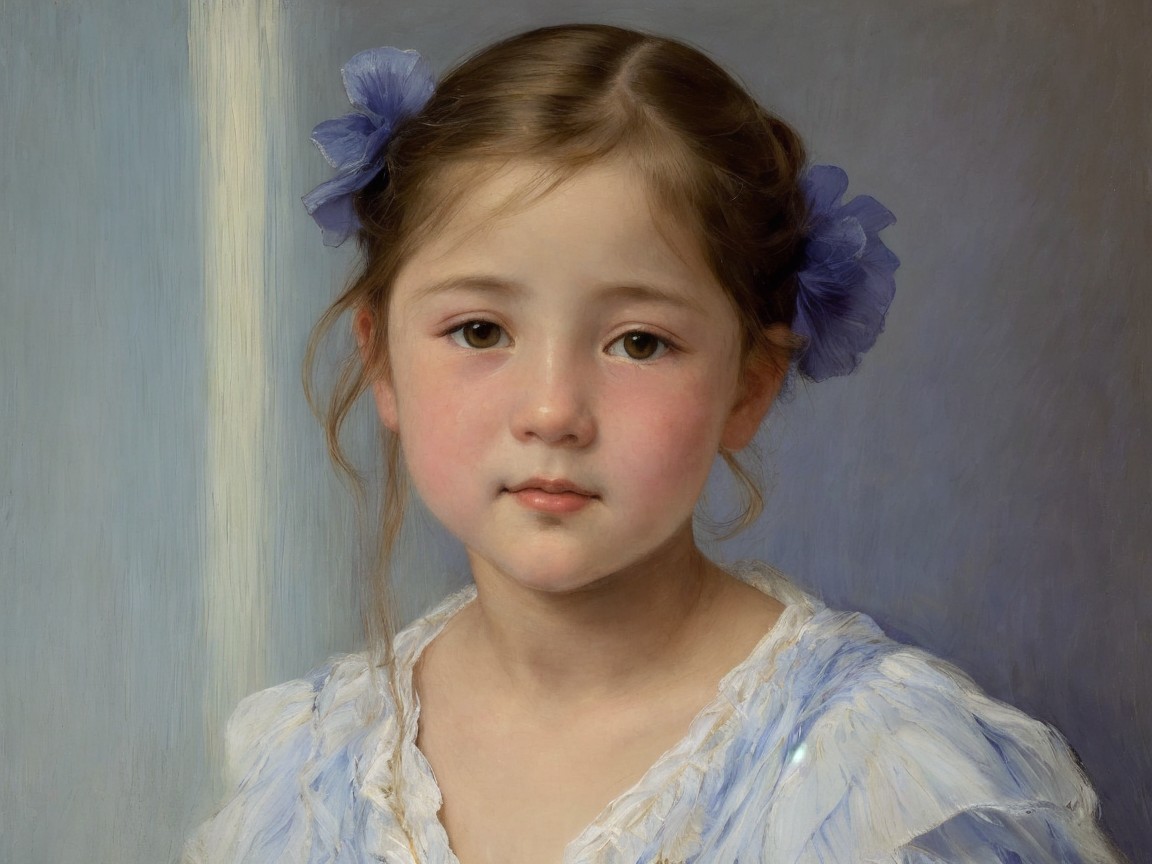 Portrait of a Young Girl in Pale Blue Dress