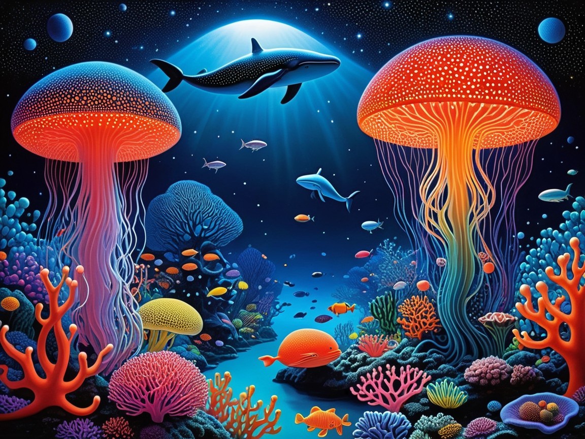 Vibrant Underwater Scene with Colorful Marine Life