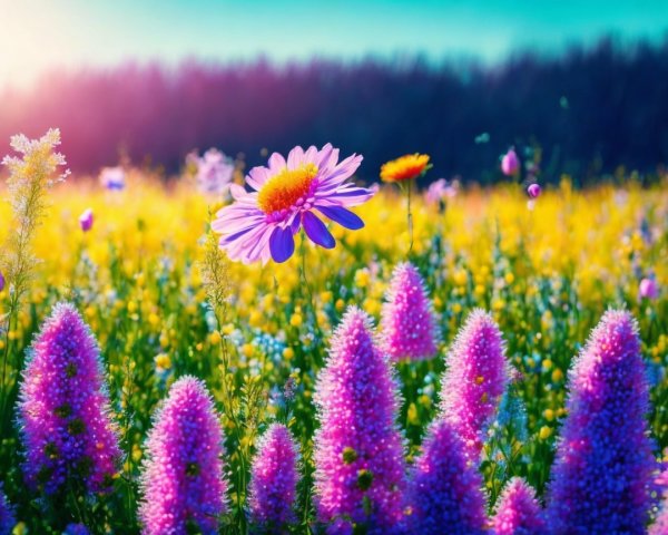 Vibrant Wildflower Field with Colorful Blossoms