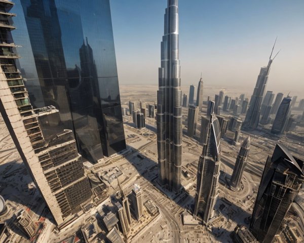 Aerial View of Modern Cityscape with Skyscrapers