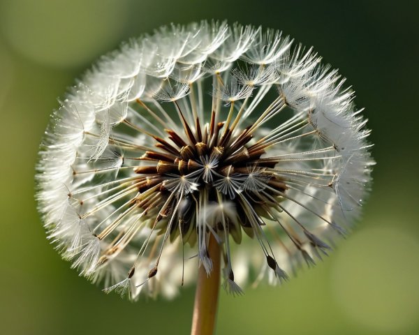 Close-up of a dandelion puff ball with seeds