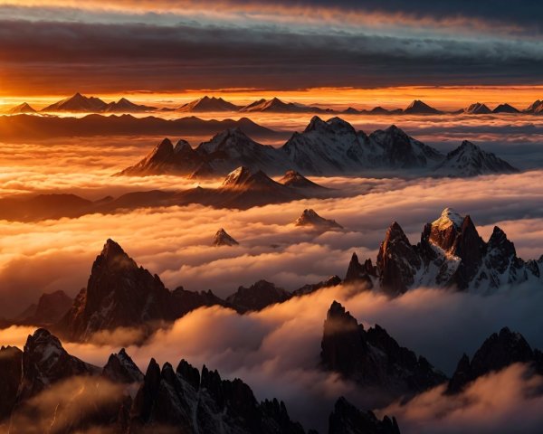 Mountainous Landscape at Sunrise with Vibrant Colors