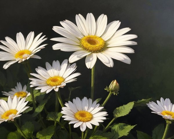 Close-Up of White Daisies with Yellow Centers
