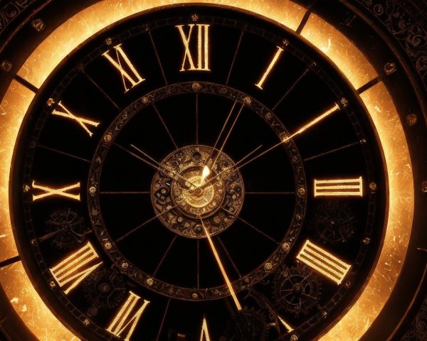 Ornate Clock Face with Roman Numerals and Detailing