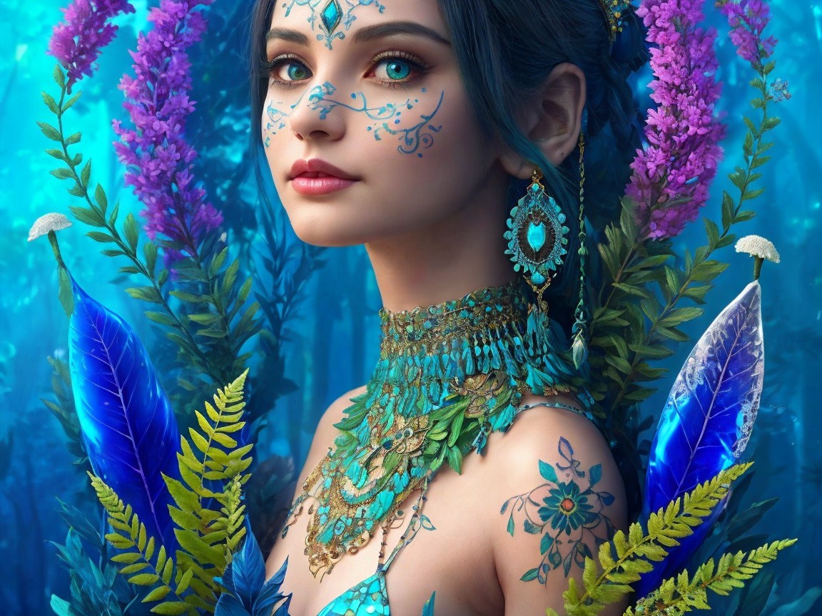 Mystical Figure in Vibrant Underwater World Setting