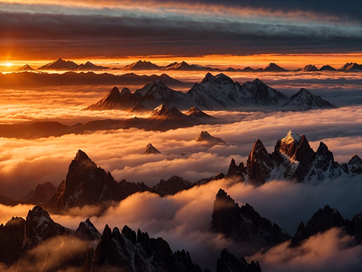 Mountainous Landscape at Sunrise with Vibrant Colors