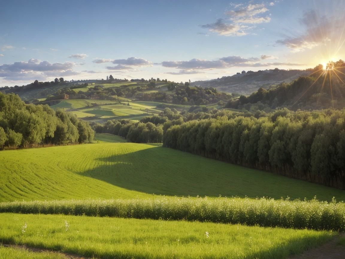 Rolling Green Hills Under a Vibrant Sky