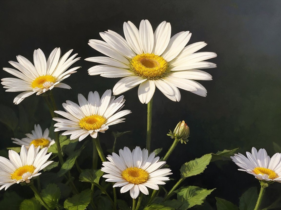 Close-Up of White Daisies with Yellow Centers