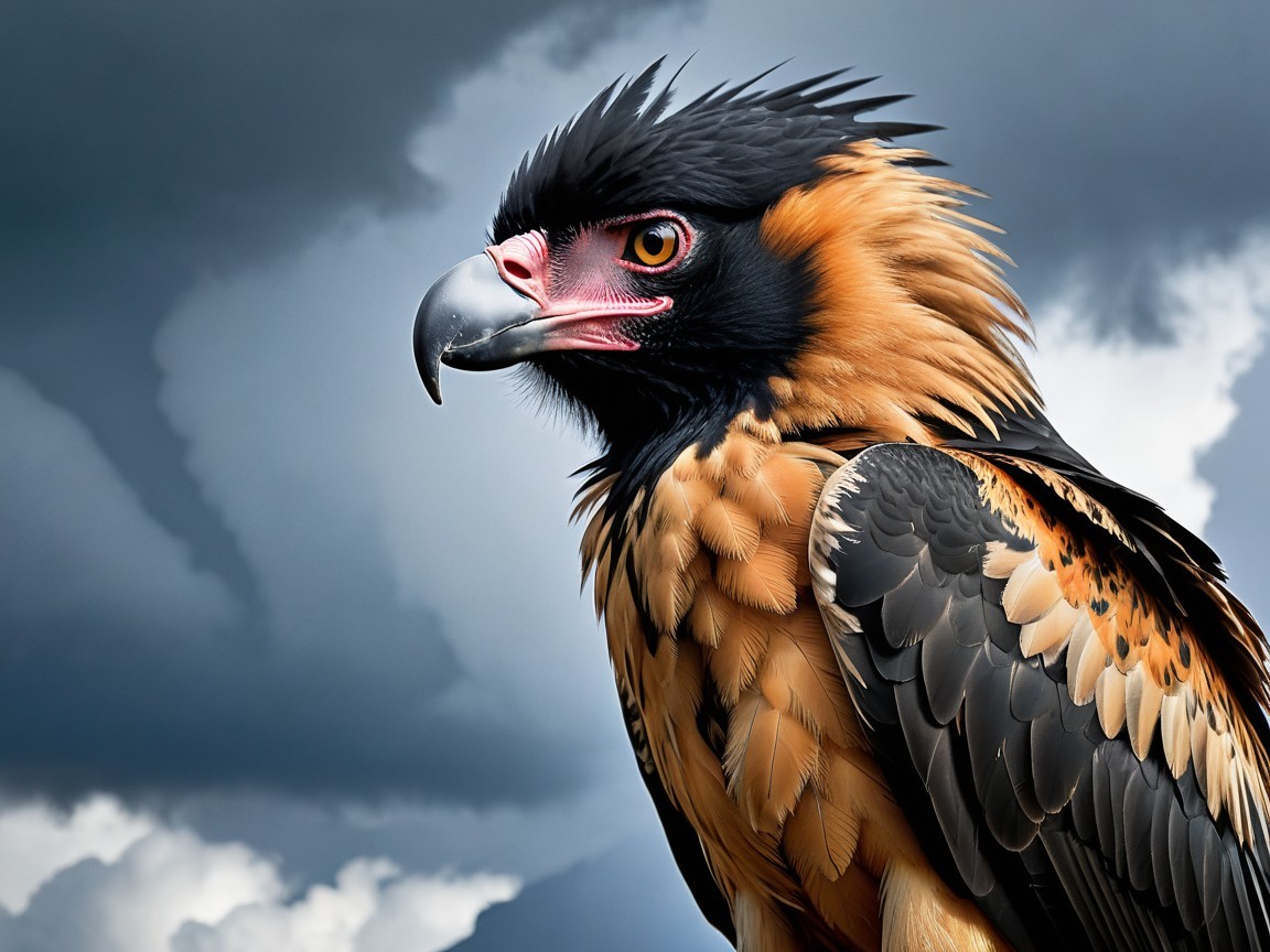 Majestic Bird of Prey with Orange and Black Plumage