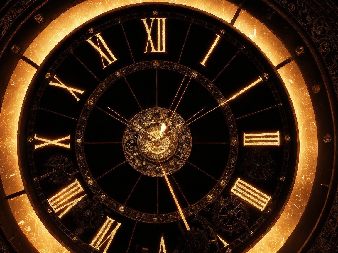 Ornate Clock Face with Roman Numerals and Detailing