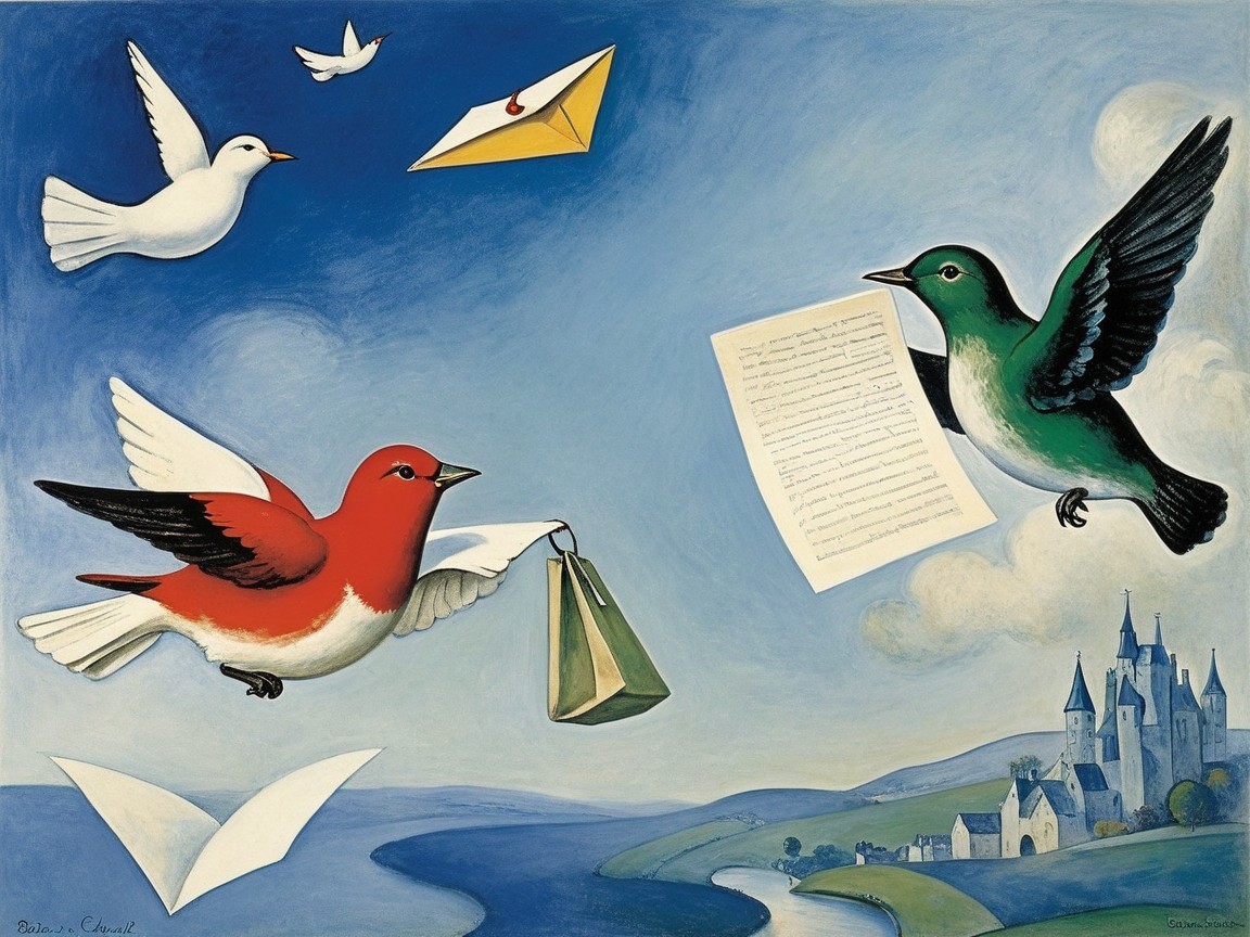 Vivid Birds in Flight Against a Blue Sky Landscape