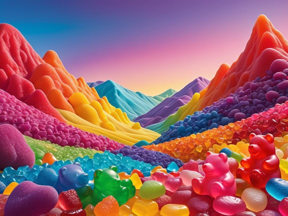 Whimsical Landscape of Colorful Gummy Candies