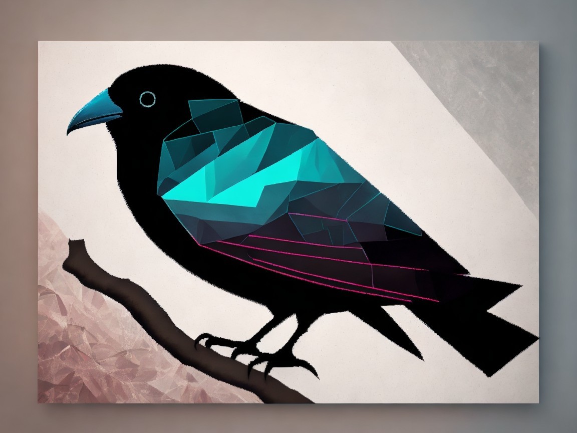 Geometric Bird Design with Bold Colors and Shapes