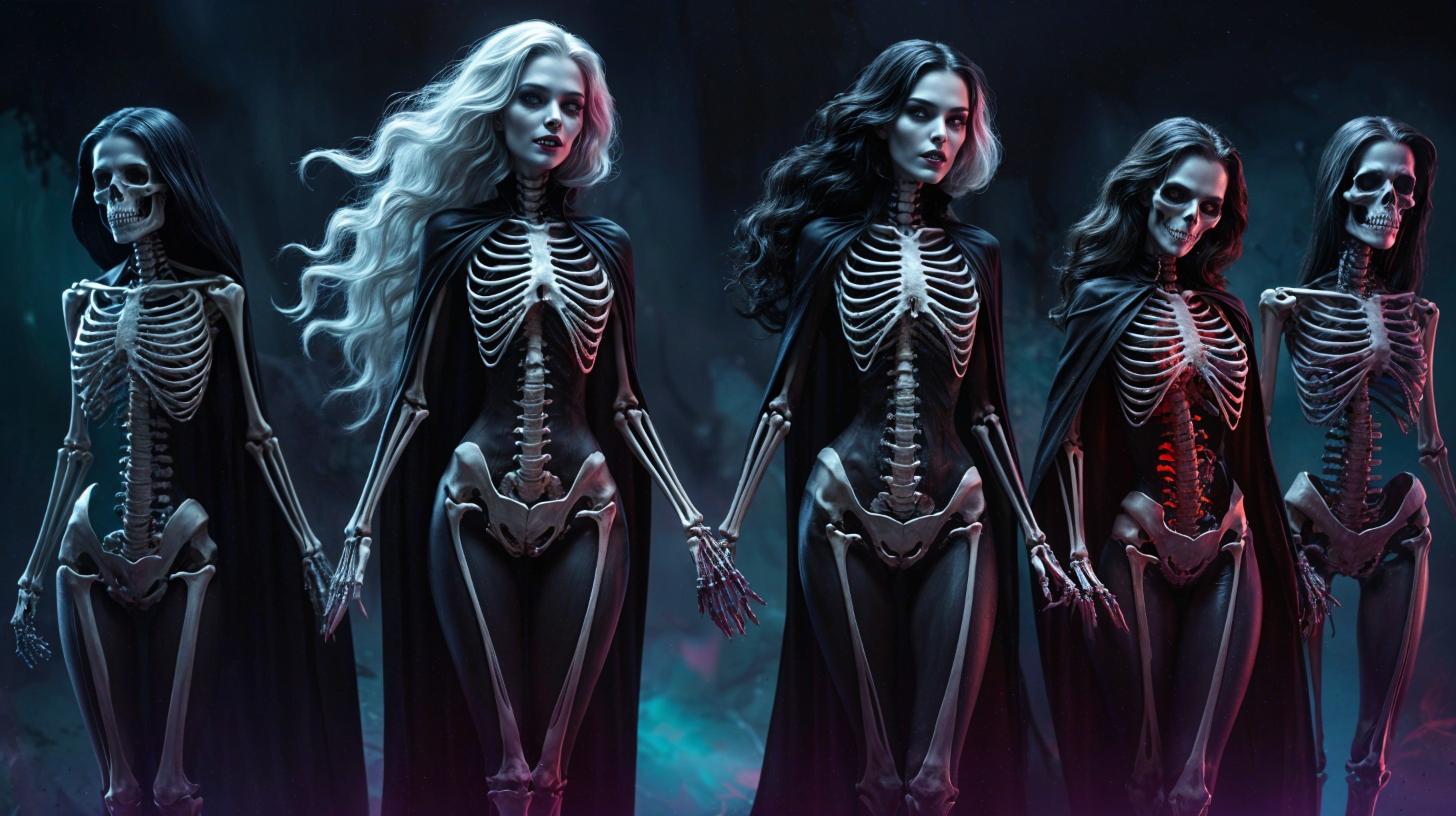 Five Figures with Unique Hairstyles and Outfits