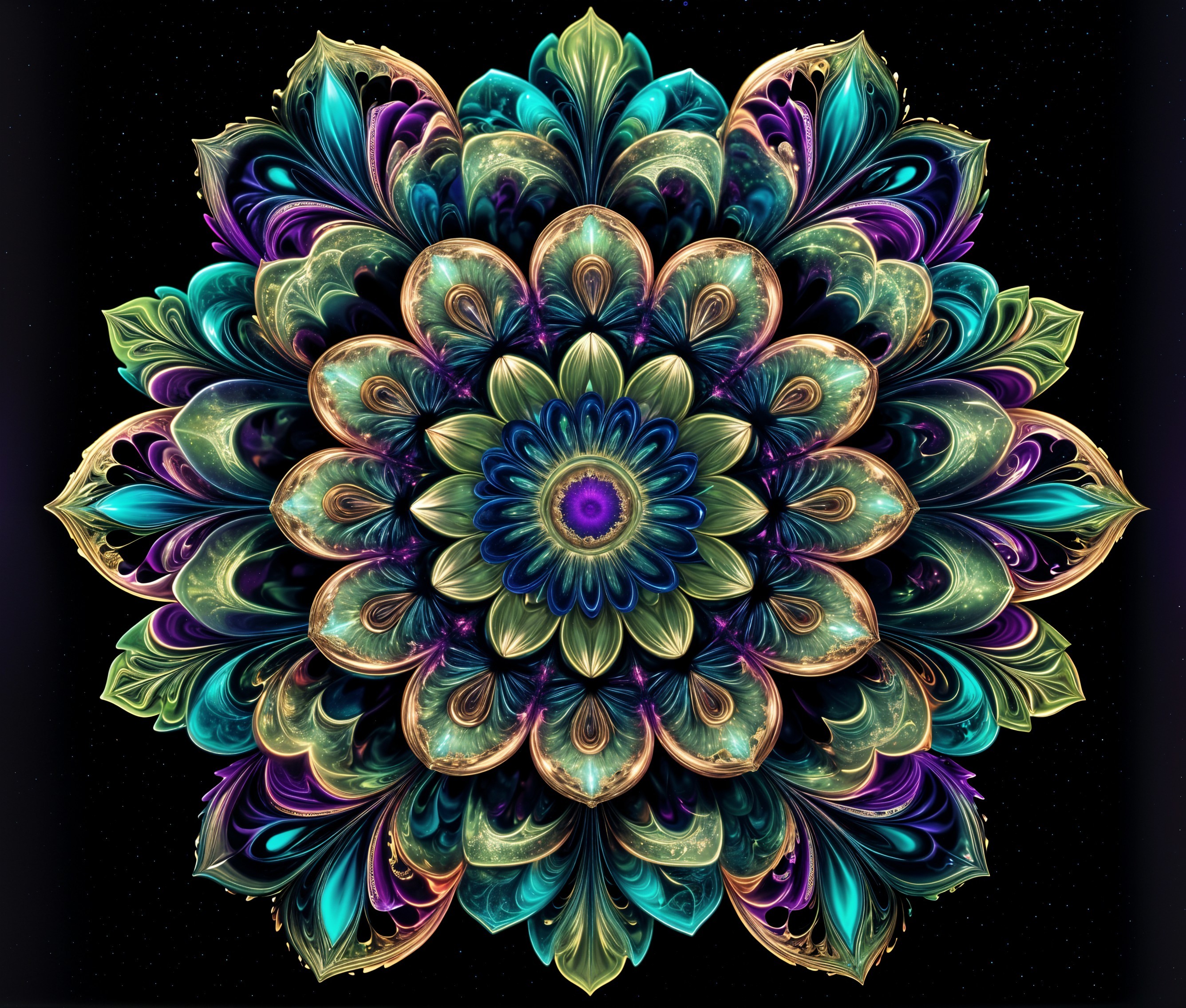 Vibrant Mandala Design with Floral Patterns and Colors