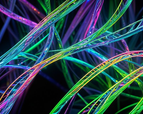 Vibrant Intertwined Glowing Strands in Various Colors