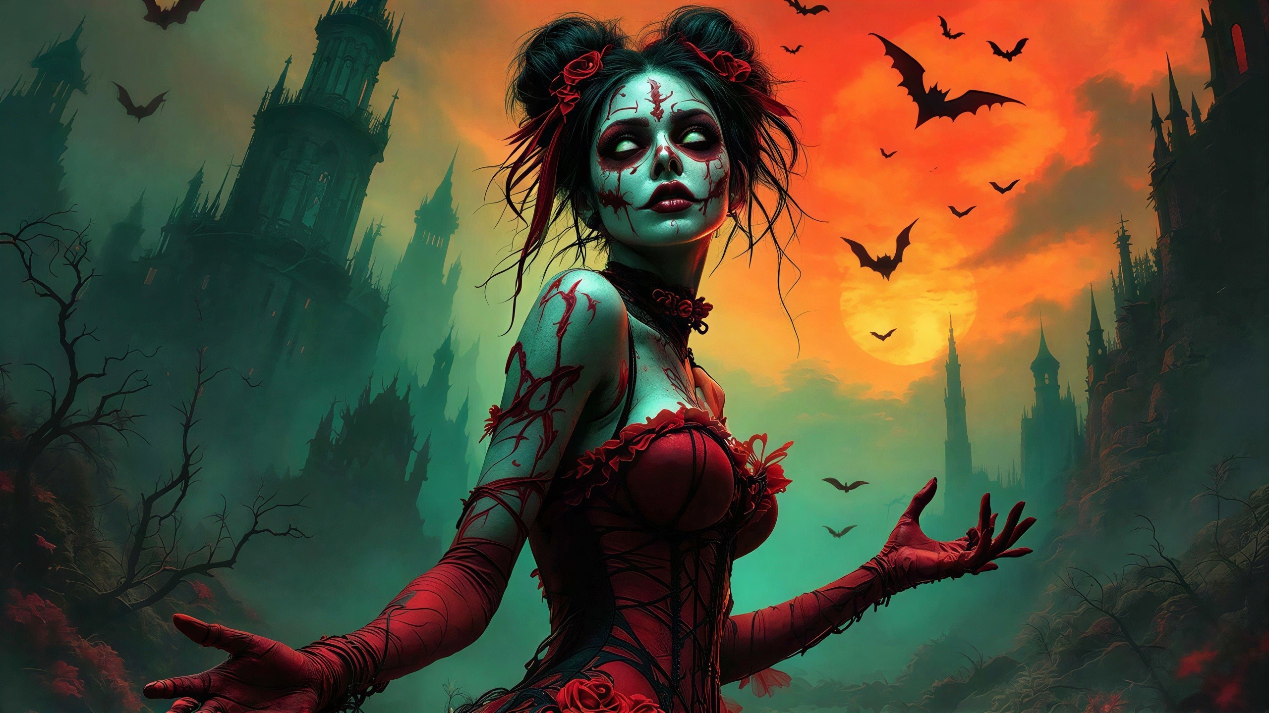 Gothic Fantasy Digital Painting of a Zombie Vampire