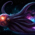 Cosmic Entity with Tentacles and Wings in Galaxy
