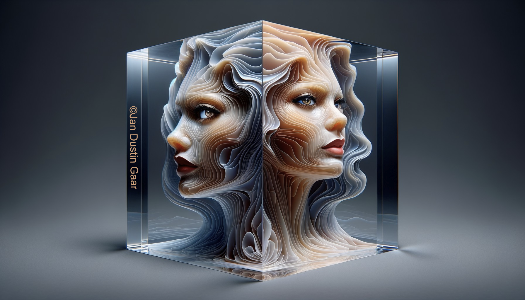 Three-Dimensional Cube with Artistic Face Rendering