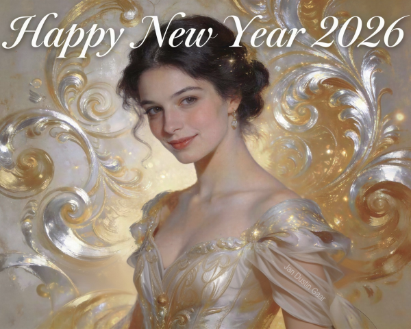 Elegant Woman in Cream and Gold Gown with Updo