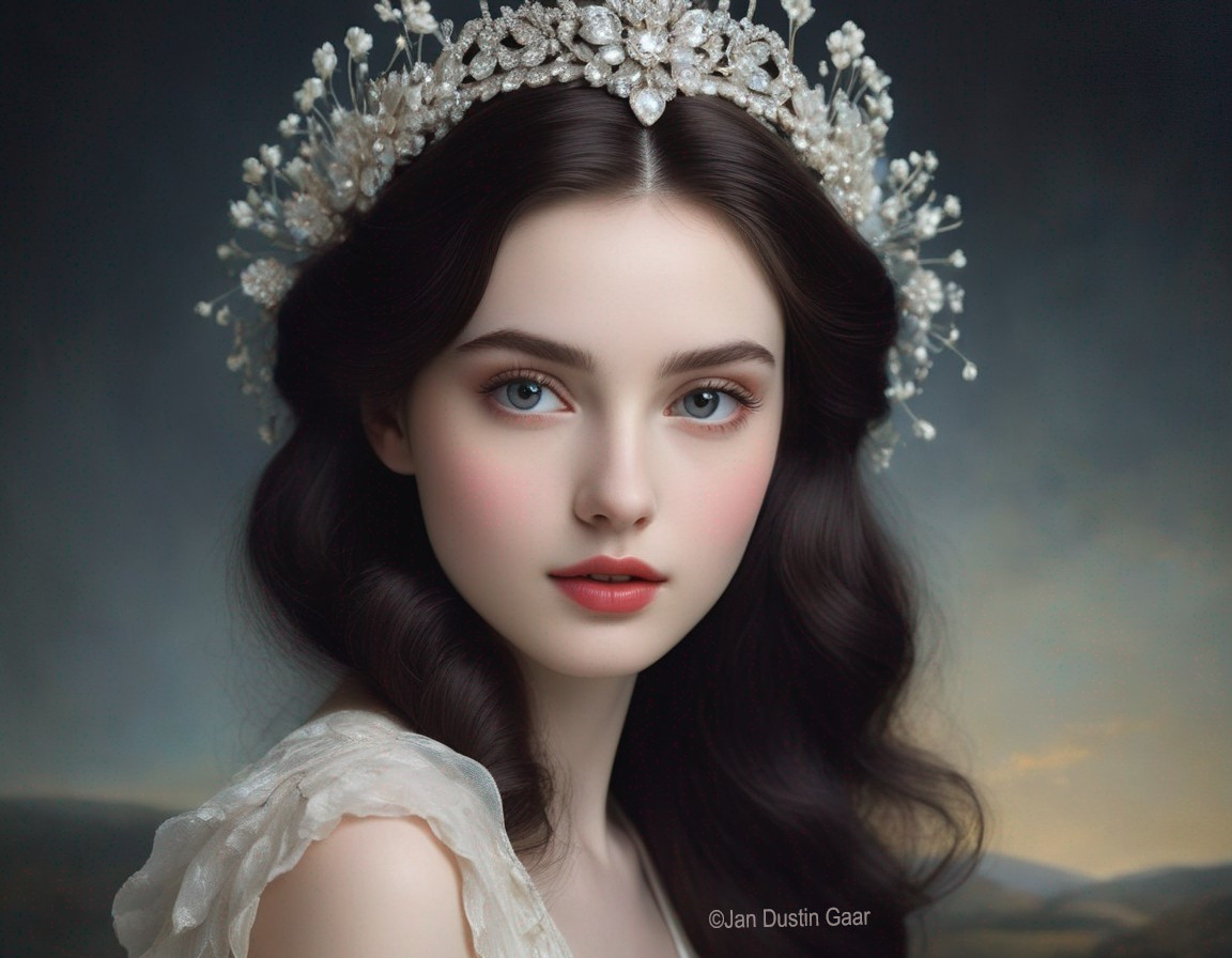 Young Woman with Floral Crown and Ethereal Beauty