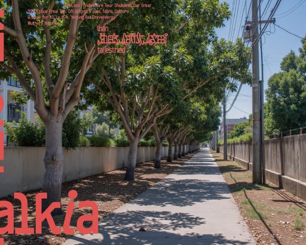 Tree-Lined Pathway with Green Foliage and Power Lines