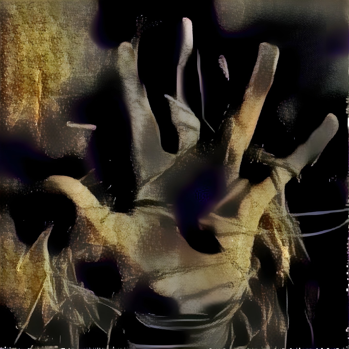 Partially Illuminated Hand Against Dark Background