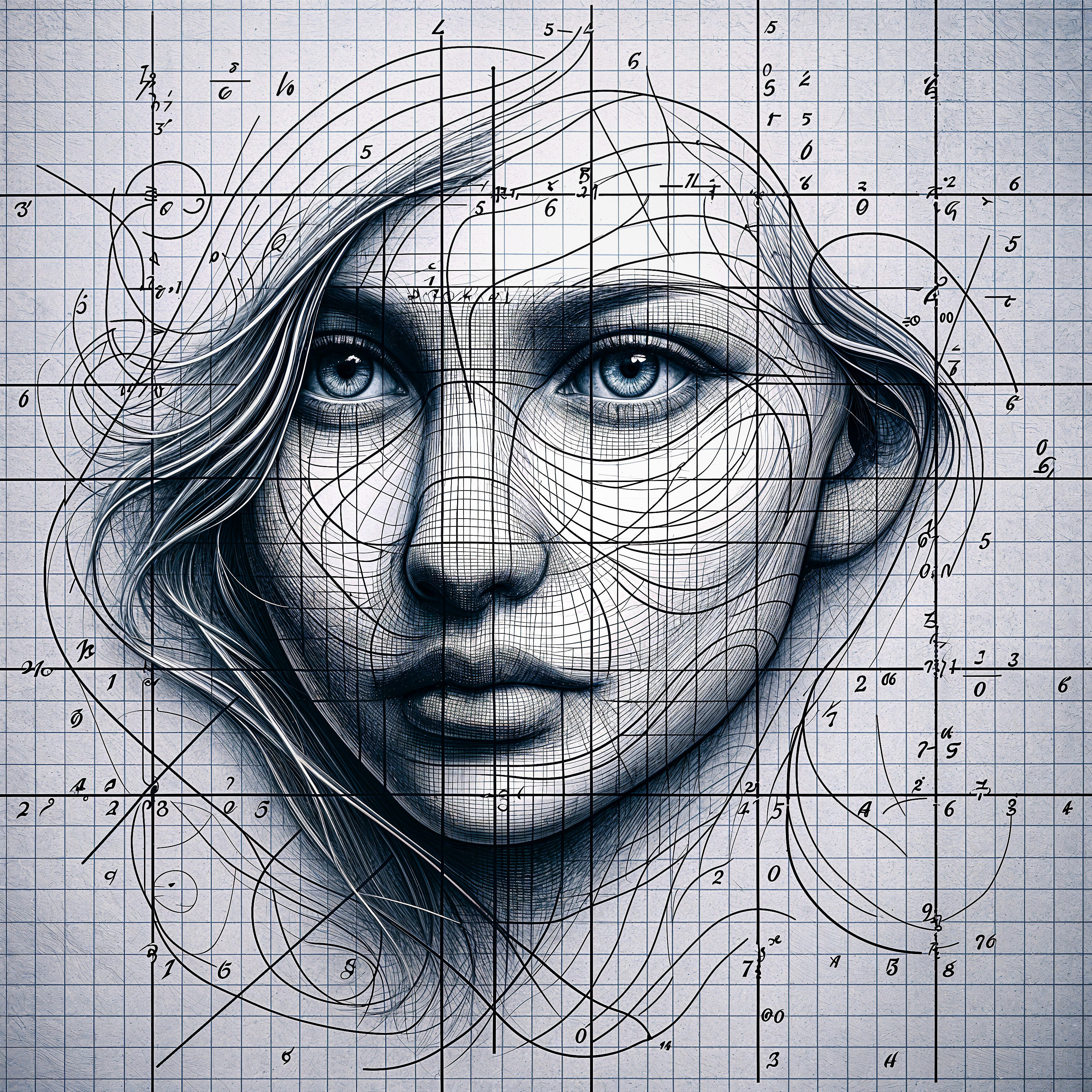 Portrait of a Young Woman with Geometric Patterns